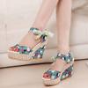 Sandals for Women Wedges Heel Bow Super-high Print Woman Shoes Korea On Offer Sandal Sales 2025 Luxury The Best Wholesale Shoe