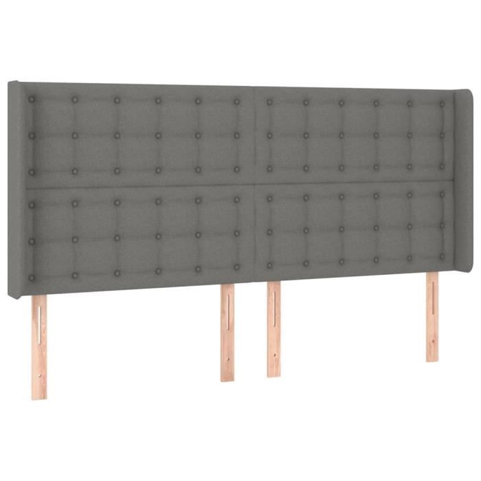 VidaXL Headboard with Ears Dark Grey 163x16x118-128 Cm Fabric3120021