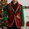 Men's Printing Corduroy Warm Pocket Suit Jacket Cardigan Men's Casual Suit