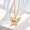 High-End Fashion Titanium Steel Gold Valentine'S Day Butterfly Necklace Women'S Collarbone Chain Micro-Inlaid Zircon Pendant Accessories