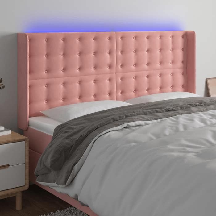 VidaXL LED Headboard Bedroom Furniture Double Bed Accessory Head of Bed Frame Interior Pink 3124547
