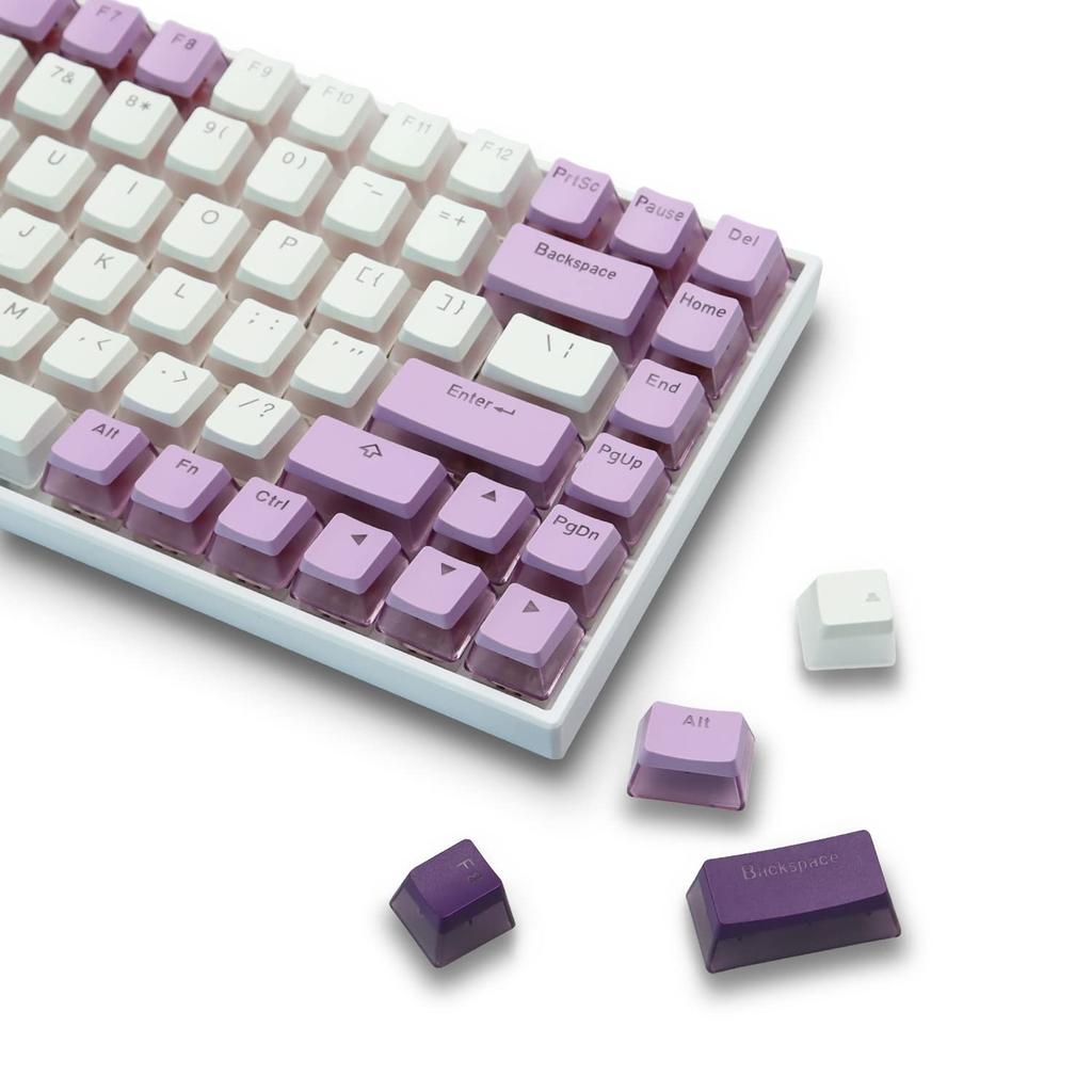 XVX Keycap 165 Key Pudding Keycap PBT Transparent Keycap Cherry MX Gateron Switch Keyboard OEM Profile Keycap (Purple/White)