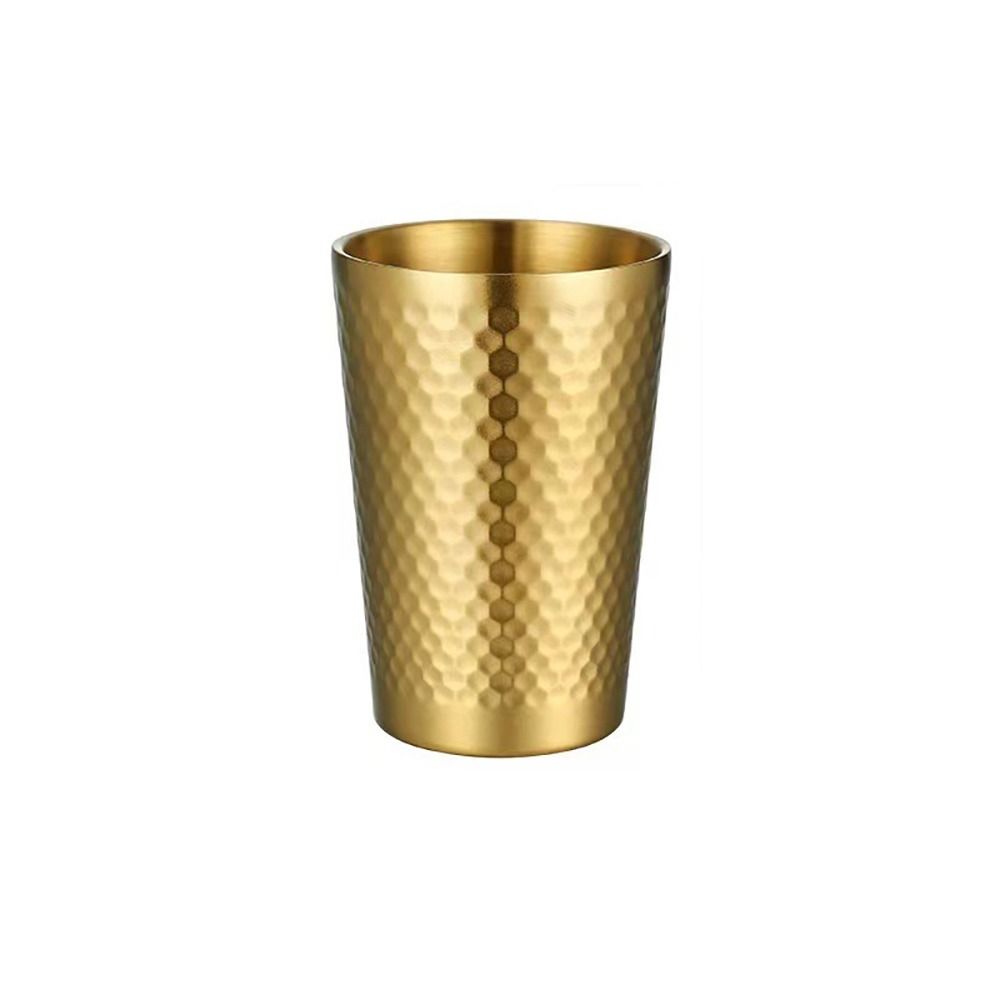 Hammered Texture Double-Wall Beer Cups Stainless Steel Milk Mugs Cold Water Drinks Cup  Drinkware