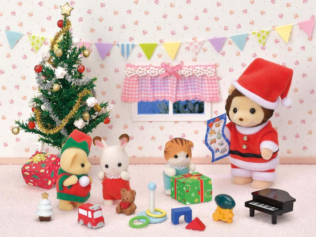 Sylvanian Families Сезонный рождественский сертификат ST Mark для детей от 3 лет и старше Игрушечный кукольный домик Sylvanian Families EPOCH [Набор Льва Санты] SE-206