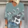 Women's Shirt Blouse Casual Loose Shirts  3/4 Sleeve  Print  V Neck Tops Print  Tops T-shirts Tee