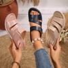 European and American Hollow Platform Women's Shoes 2025 Summer New Foreign Trade Large Size Wedge Heel One-character Beach Cool Slippers