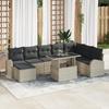 VidaXL 9-Piece Garden Sofa Set with Light Grey Cushions In Poly Rattan 3348698
