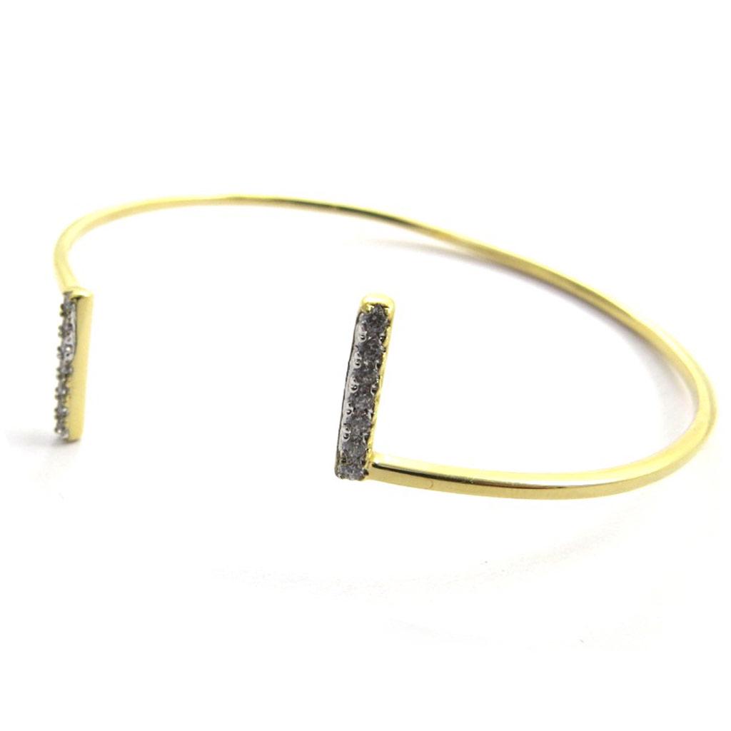 Les Trésors De Lily [N2887] - Open Gold Plated Bracelet 'Sissi' White Gold - 58 Mm 14x1. 2mm