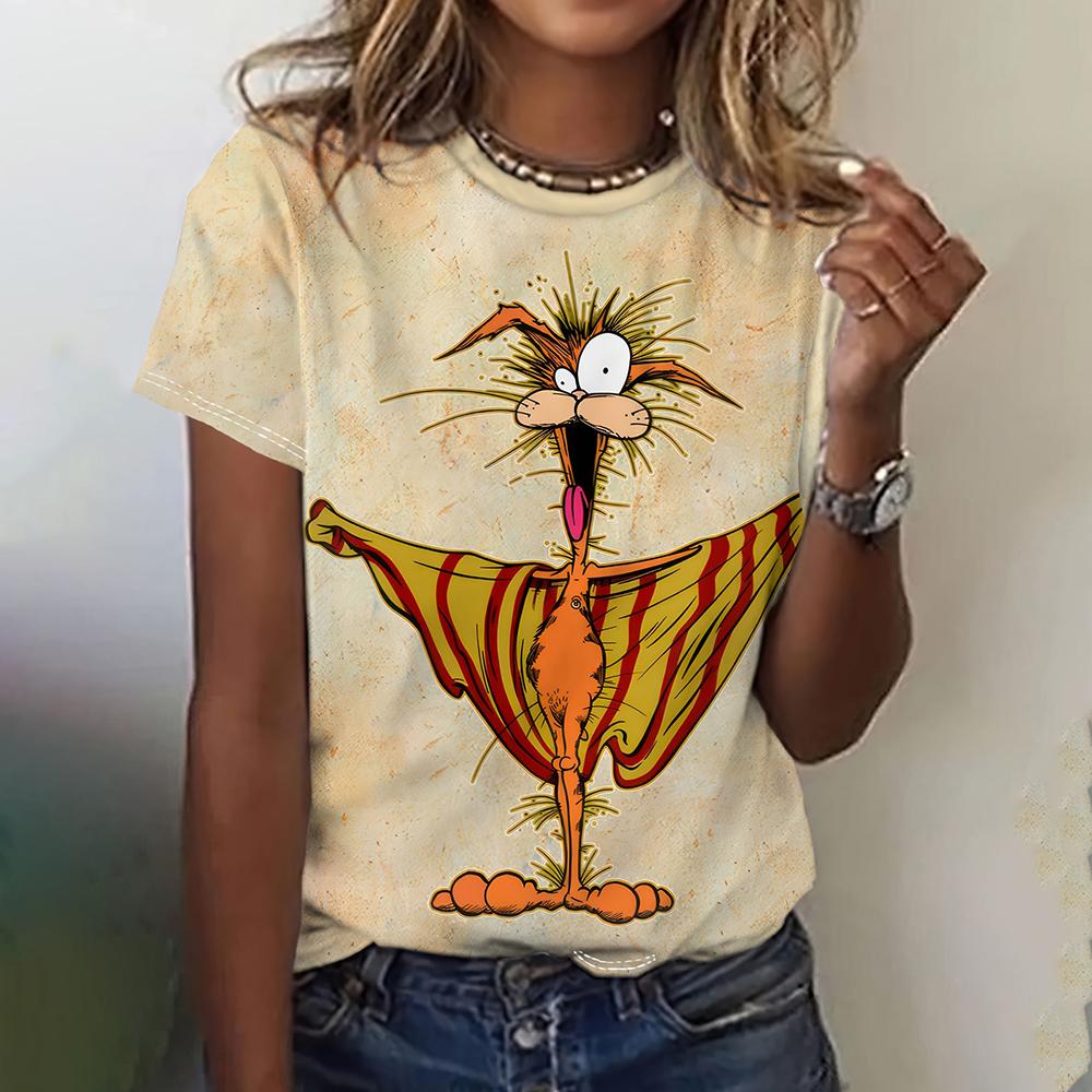 Funny Animal Graphic Women's T Shirts Causal Short Sleeve Top Women Kawaii Fashion Oversized Female Clothing Ladies Summer Tees