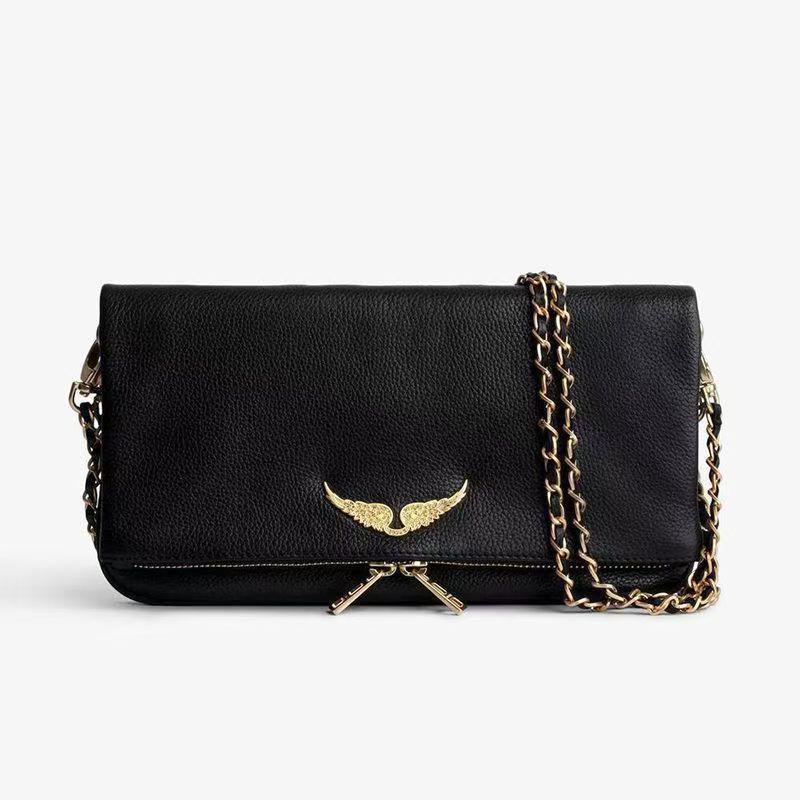 ZV French Exquisite Women's Winged Chain Crossbody Bag: Elegant Envelope Shoulder Bag for Ladies.