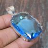 Swiss Blue Topaz Gemstone Handmade 925 Sterling Silver Jewelry Pendant For Women