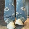 Women's Retro Floral Wide-Leg Printed Jeans - Summer 2024 Collection