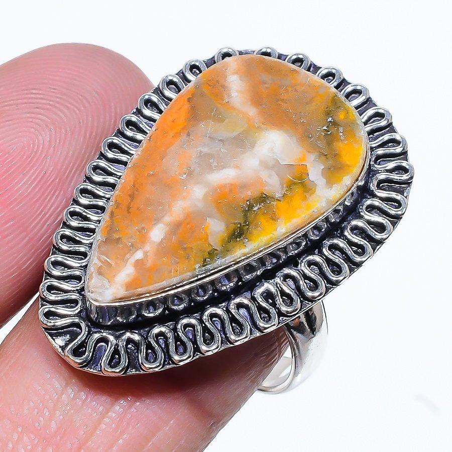 Natural Bumblebee Jasper Gemstone 925 Sterling Silver Gift Ring Size 9 K0w52