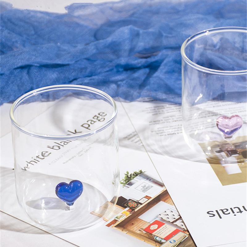 Creative Heart Couple Cup Glass Coffee Mug Tea Cups Breakfast Milk Juice Cup Cute Lovers Gift