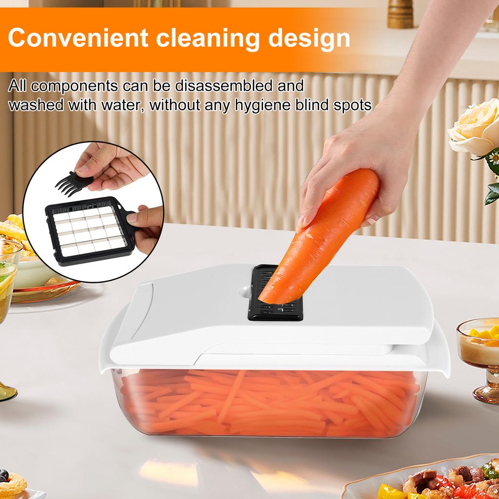 Vegetable Chopper with 2.5L Container Multifunctional Food Chopper Efficient Veggie Cutter for Salad Potato Carrot Food Chopper