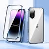 For iPhone 16 Plus Case Magnetic Adsorption Double Sides Tempered Glass+Metal Phone Cover with Buckle