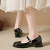 Women Pumps 2025 New Mary Jane Shoes for Women Big Size Belt Buckle Small Leather Shoes for Women Thick Heels High Heels Shoes