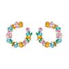 Women's Hoop Earrings Exaggerate Temperament Gold Plated Colored Crystal C Shaped Series Simple Premium Earrings