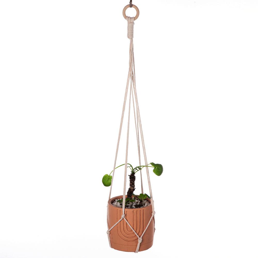 Handmade Macrame Plant Hanger Indoor Hanging Planter Basket Woven Cotton Rope Flower Pot Crochet Plant Holder Stand for Decor