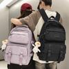 Solid Color Multi-pocket Schoolbag Female High School College Student Backpack Light Color Couple Large-capacity Backpack