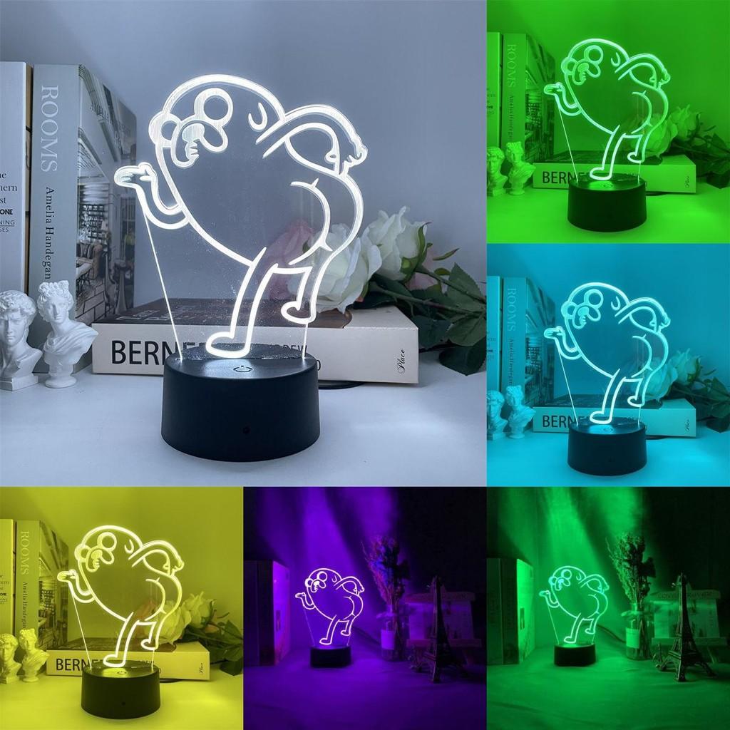 Jake Adventure Time The Dog Bend Over Figure 3d Night Light Acrylic Panel Base