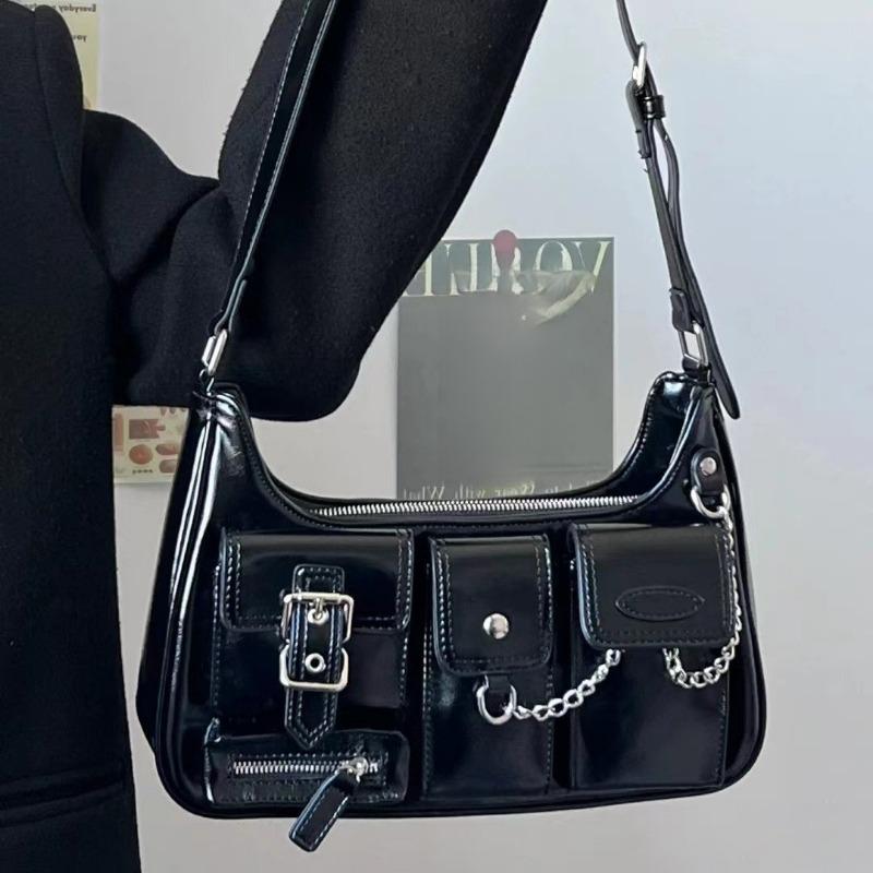 Niche Design Retro Spice Biker Bag Chain Shoulder Underarm Bag