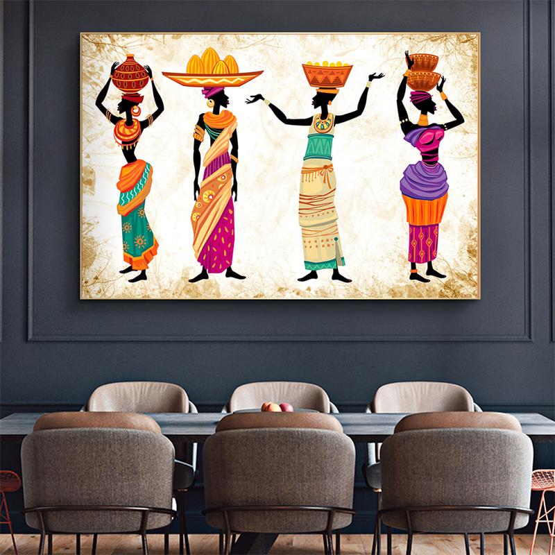 Abstract Black African Woman Paintings Canvas Cuadros Tribe Posters and Prints Wall Art for Living Room Home Decor Cuadros