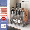 Multifunctional Knife Holder Stainless Steel Stand Home Kitchen Utensil Counter Cutting Board Rack Knife Pot Lid Storage Rack