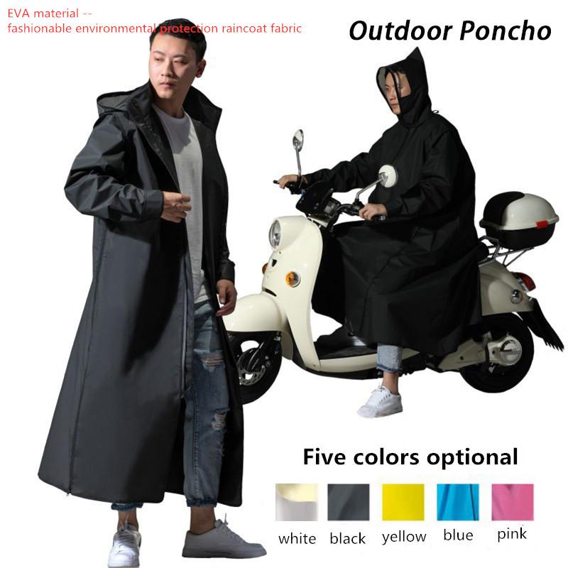 Raincoat Long Men and Women Zipper Hooded Cape Motorcycle Raincoat Long Mountaineering Cape Eco Raincoat Jacket