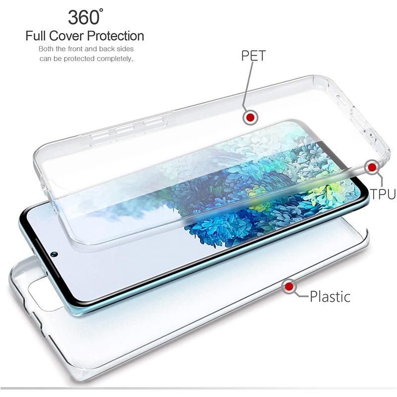 360 Degree Case Silicone Cover 2 In 1 Front+Back Soft Cover Redmi 10C 9 9AT 9A 9C NFC 10 Note 11 11S 9s 8T 8 Pro 10 10s Samsung A14 A34 A54 A24 5G