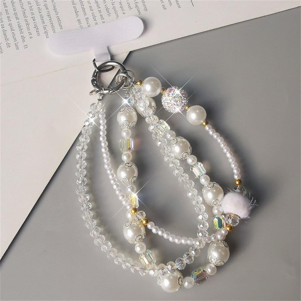 Phone Charms Wrist Strap 3-in-1 Beaded Phone Lanyard Jewelry with Tether Tab,Folded Length: 14cm