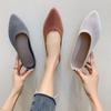 Women Girls Solid Big Size Slip On Flat Shallow Comfort Flying Woven Flat-bottomed Pointed Cloth Shoes Knitted Casual Single Shoes