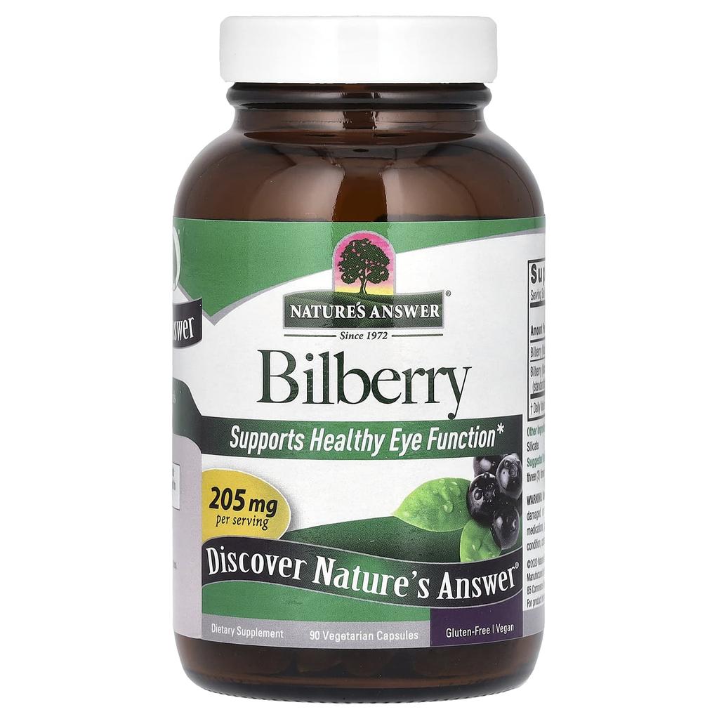 Nature's Answer Bilberry, Standardized Herbal Extract, 205 Mg, 90 Veggie Capsules