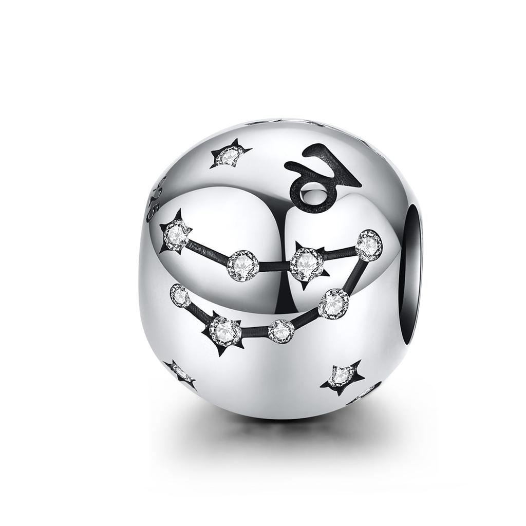WOSTU 12 Constellation Aries Beads 925 Sterling Silver CZ Charm Fit Original DIY Bracelet Beads
