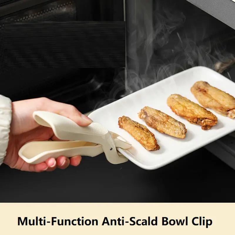 New Silicone Multi-Function Anti-Scald Bowl Clip Heat Resistant Gripper Tongs with Non-Slip Coating Cookware HandlesMakeup