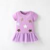 Girls Skirt Summer Dress Small Children Casual Round Neck Short-sleeved Princess Dress Western Style Children's Dress