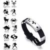 Men's Horoscope Stainless Steel Silicone Wristband Bangle Clasp Cuff Bracelet