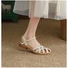 Simple One Strap Baotou Sandals Women's Spring and Summer Vintage Roman Sandals