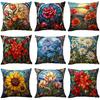 New Vintage Floral Pillowcase Creative Colored Glass Printed Home Sofa Car Cushion Pillowcase