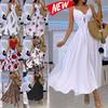 Summer Fashion Dresses Women's Deep V-neck Sleeveless Maxi Casual Spaghetti Strap Bohemian Dresses Beach Wear Printed Party Dress