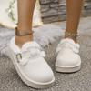 2025 Autumn Winter Plush Buckle Warm Cotton Slippers Casual Large New Hair Half Slipper Cotton Shoes Women Snow Boots