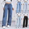 Women's High Waist Washed Women's Jeans Fashionable Versatile Straight Leg Pants