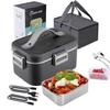1.8L Portable Electric Heated Lunch Box Stainless Steel Detachable 75W Heating Bowl Car/Truck/Office Dining Box Microwave Oven