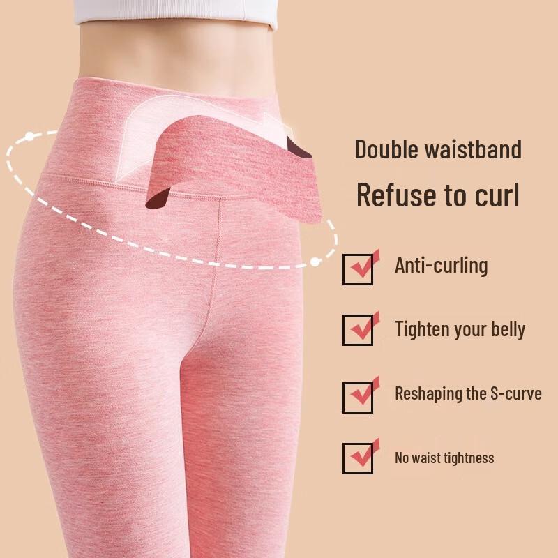 Langsha Women's Seamless High-Waist Thermal Leggings with De Velvet, Wool & Silk