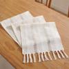 Hand Woven Solid Color Lace Table Runner with Fringe for Farmhouse Christmas Dining Table Decor