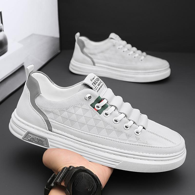 Comfortable Fashion Men's Shoes Summer Breathable Sports Small White Plate Shoes Men's White Shoes Casual White Leather Shoes Match Shoes