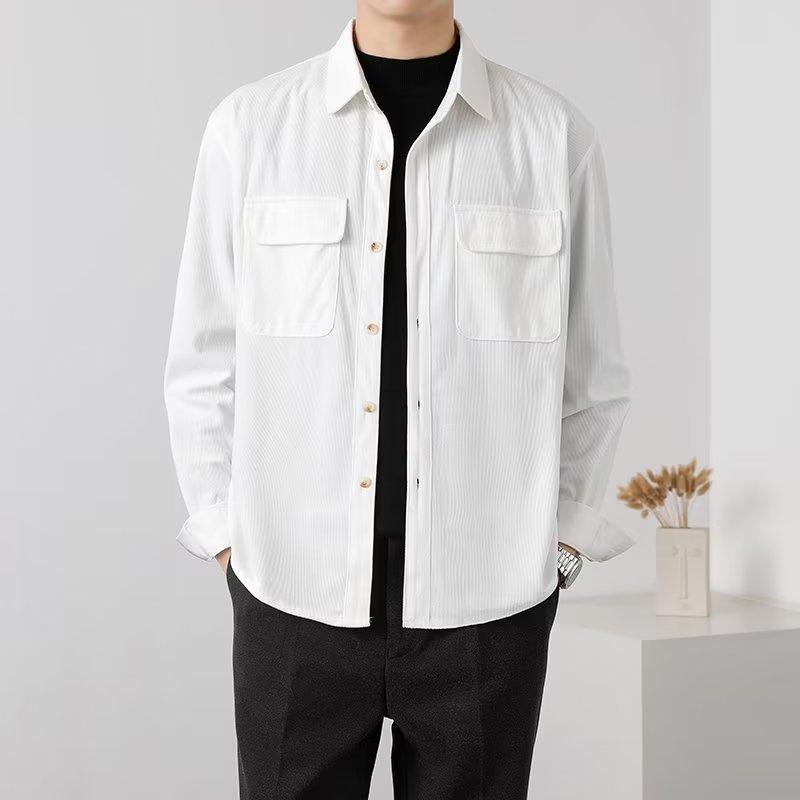 Cozy Up Men's Casual Shirt Corduroy Long Sleeve Button Down Work Shirt Jacket with Pockets