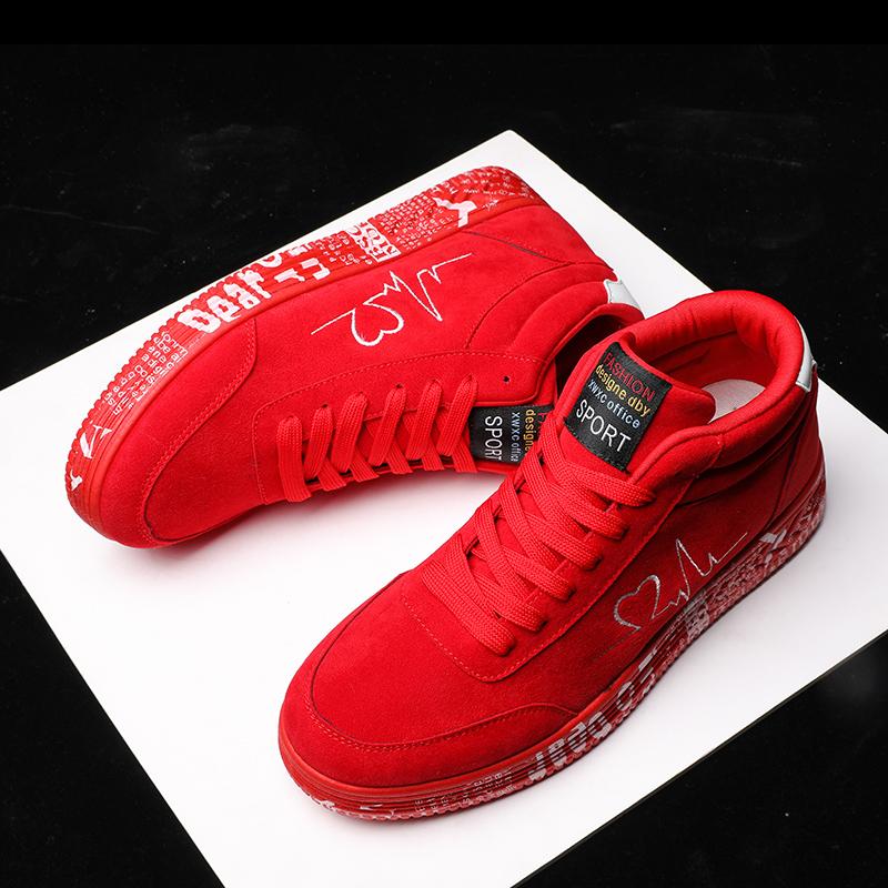 New Four Seasons Couple Plus Size 35-44 High Top Sneakers Fashionable, Lightweight, Comfortable, Versatile Skateboarding Shoes