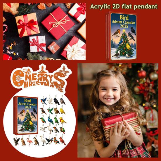 Bird Advent Calendar 2025 24 Days Christmas Countdown Calendar with Acrylic
