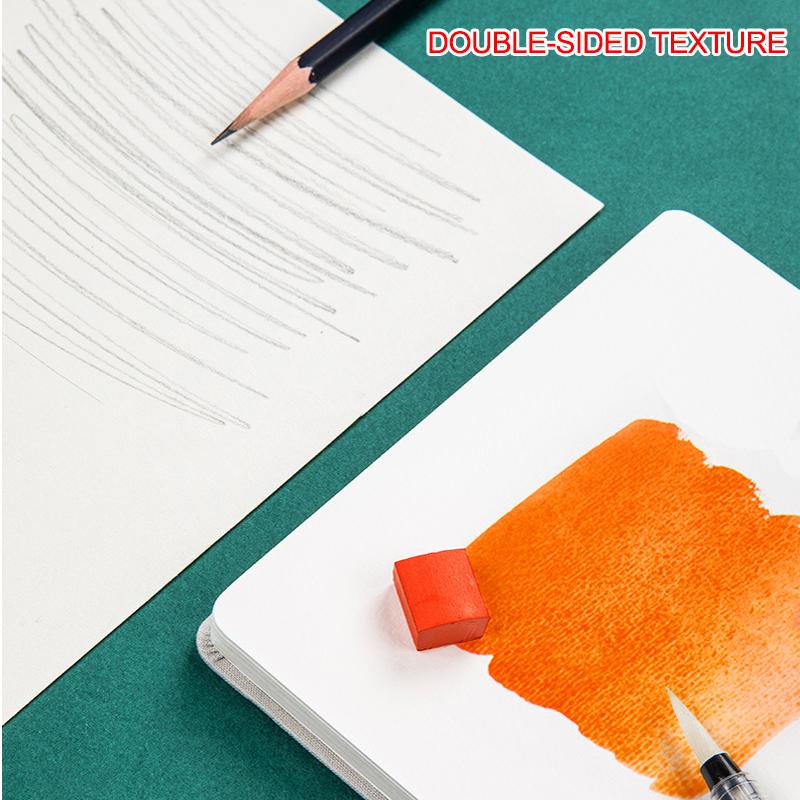 Fabric Art Hardcover Watercolor Sketch Paper Book Wood Pulp Fine Texture 32K 300g 20 Sheets Travel Outdoor Painting Pad for Gouache Acrylic Watercolor